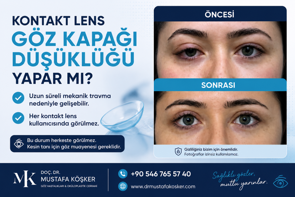 kontakt lens goz kapagi dusuklugu yapar mi
